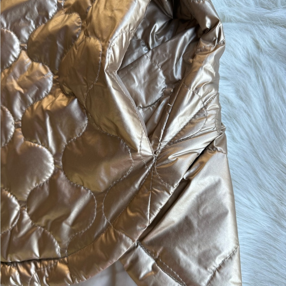 NWT Umgee Puffer Jacket Metallic matte gold pockets lined holiday zipper S M - Picture 12 of 17